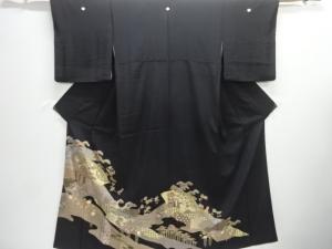 地紙に花御所車模様刺繍留袖(比翼付き)